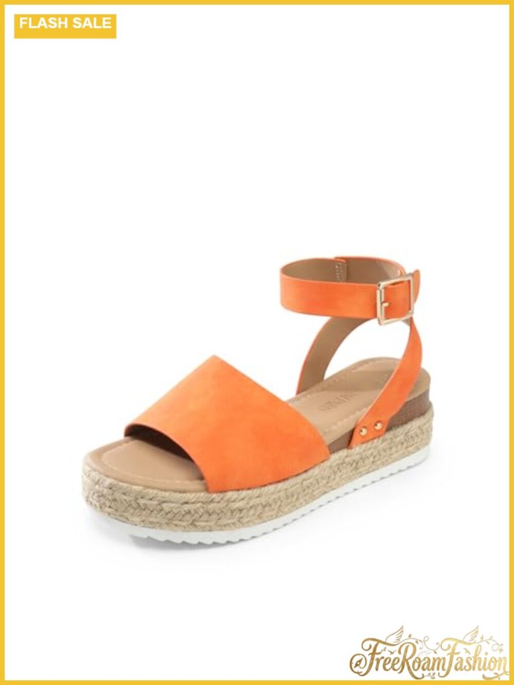 Platform Espadrille Wedge Sandals Faux Leather Ankle Strap